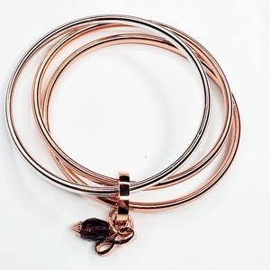 Newbridge Silverware Triple Bangle Rose Gold Plate